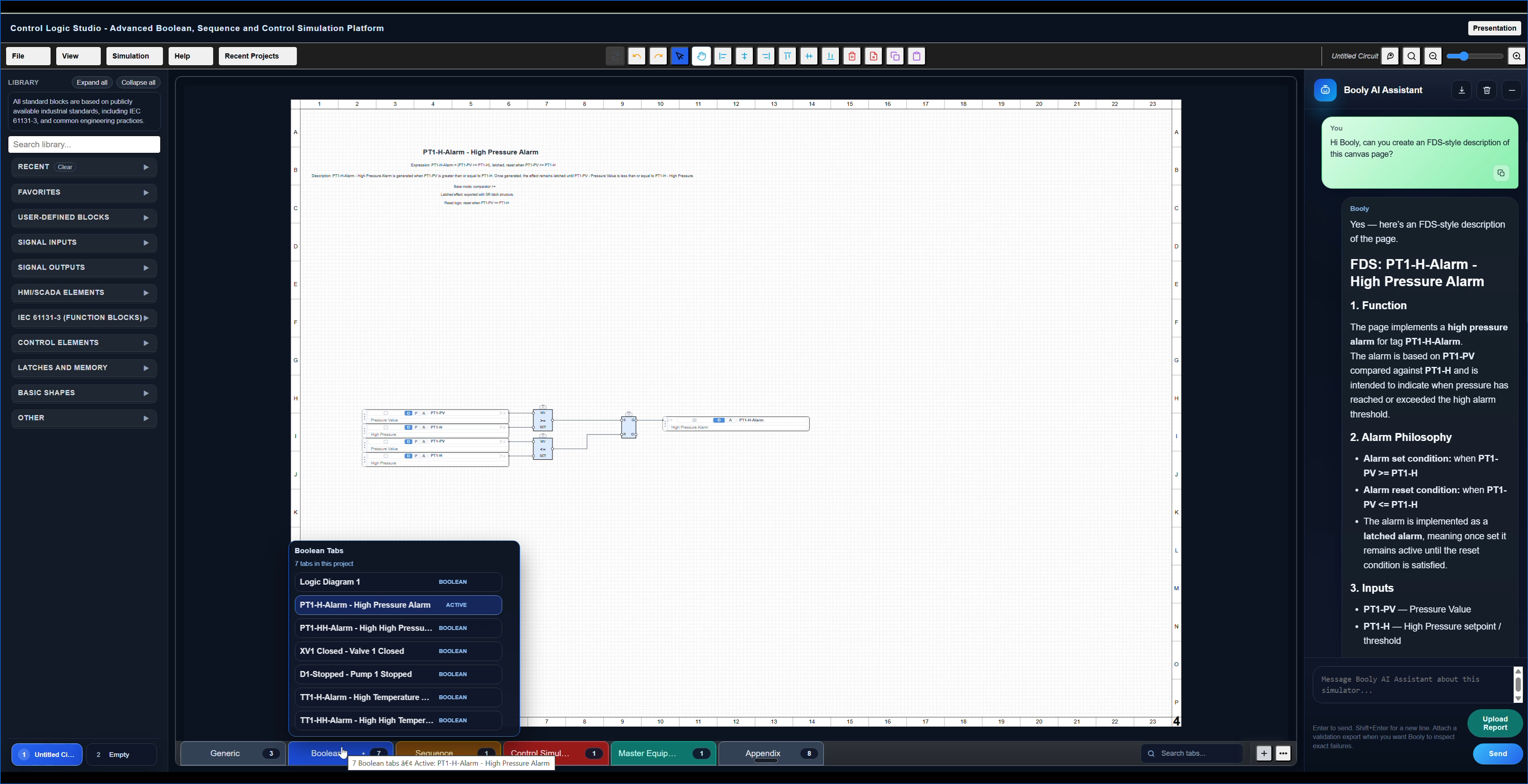 Simulator imported logic page